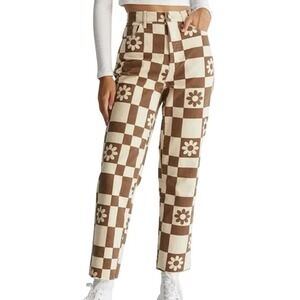 PACSUN NEW Women's 23 Jeans Brown Love Daisy High Rise Straight Button Fly Retro